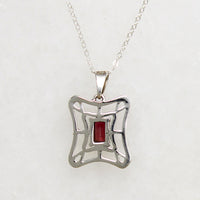 Garnet-Set Sterling Silver Web Necklace