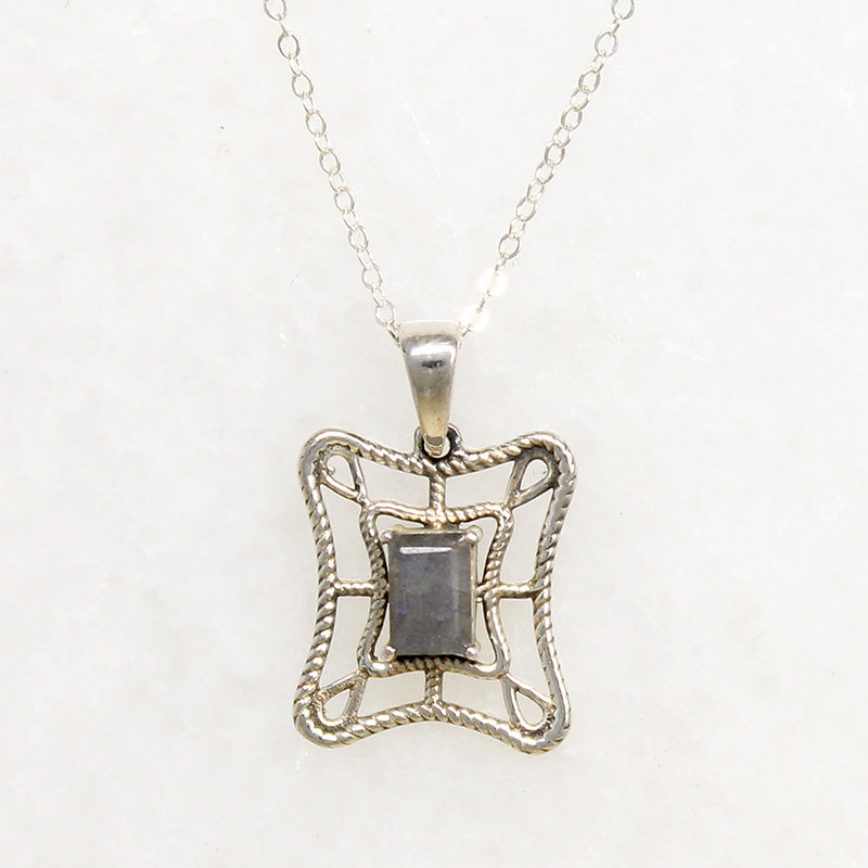 Labradorite & Sterling Silver Web Necklace