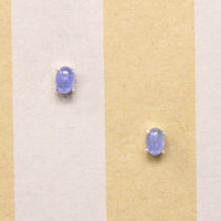 Iolite Cabochons in Sterling Silver Artisan Stud Earrings
