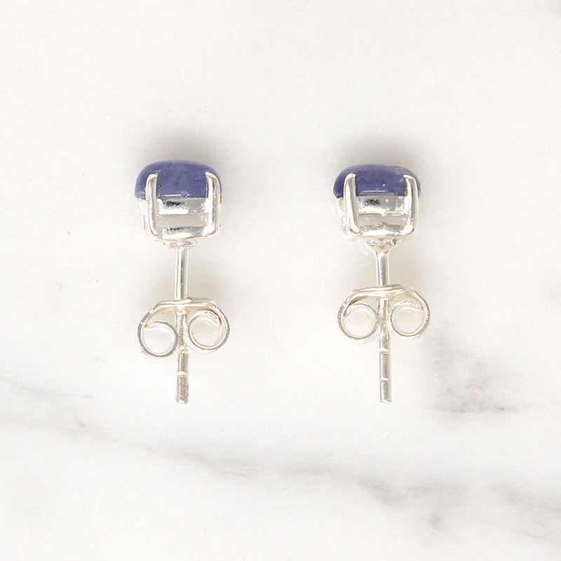 Iolite Cabochons in Sterling Silver Artisan Stud Earrings