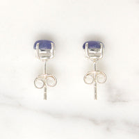 Iolite Cabochons in Sterling Silver Artisan Stud Earrings