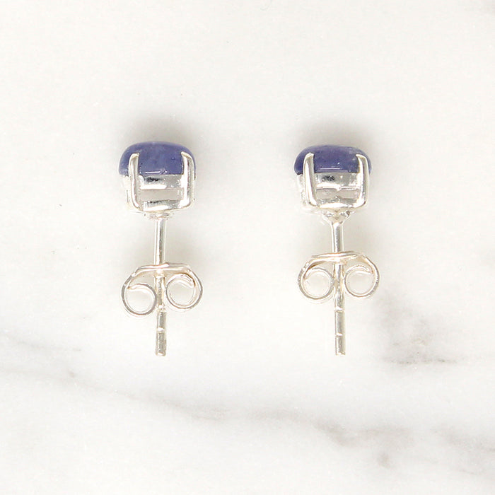 Iolite Cabochons in Sterling Silver Artisan Stud Earrings