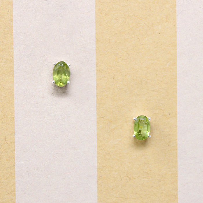 Summery Peridot in Sterling Silver Artisan Stud Earrings
