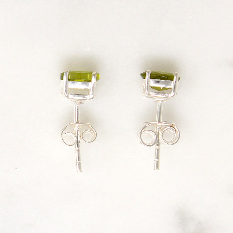Summery Peridot in Sterling Silver Artisan Stud Earrings