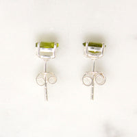 Summery Peridot in Sterling Silver Artisan Stud Earrings