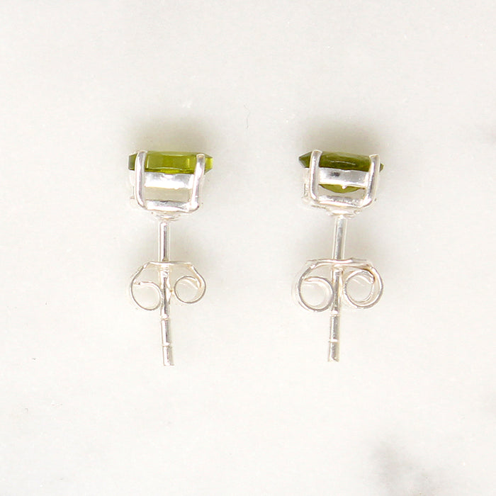 Summery Peridot in Sterling Silver Artisan Stud Earrings