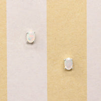 Iridescent Opals in Sterling Silver Artisan Stud Earrings