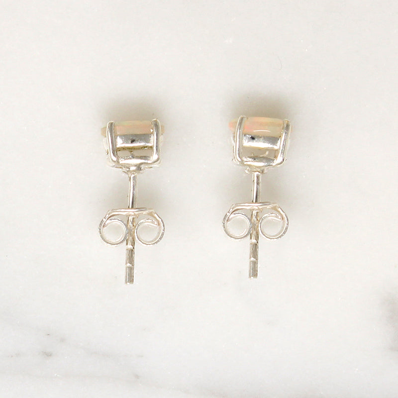 Iridescent Opals in Sterling Silver Artisan Stud Earrings