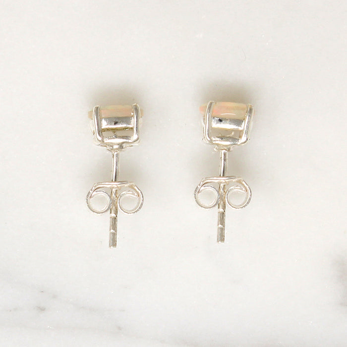 Iridescent Opals in Sterling Silver Artisan Stud Earrings