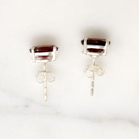Decadent Red Garnet in Sterling Silver Artisan Stud Earrings
