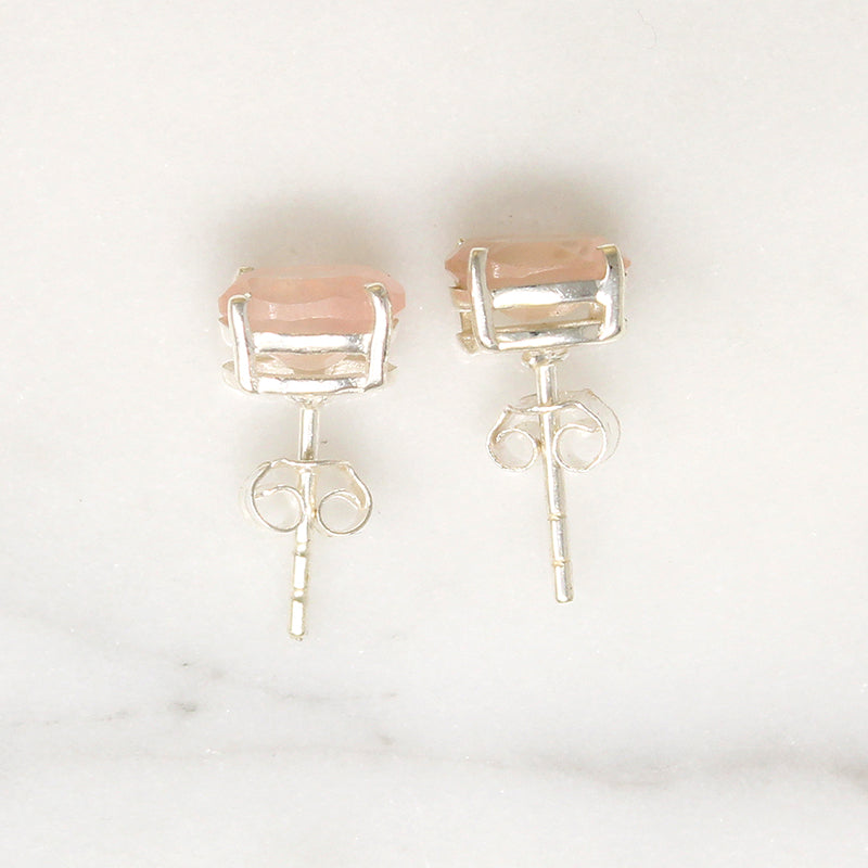 Pretty in Pink Quartz in Sterling Silver Artisan Stud Earrings