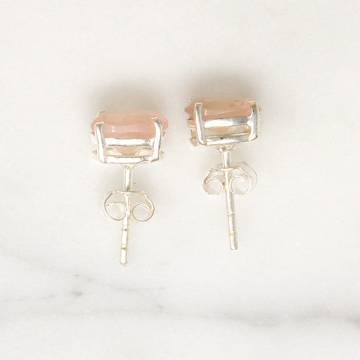 Pretty in Pink Quartz in Sterling Silver Artisan Stud Earrings