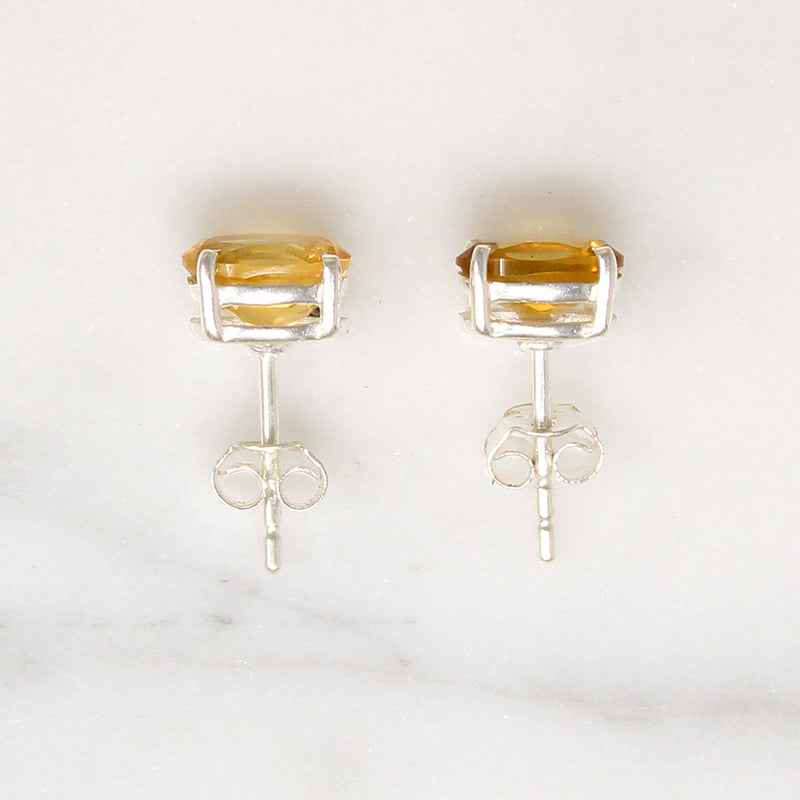Sunny Citrine in Sterling Silver Artisan Stud Earrings