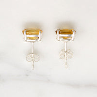 Sunny Citrine in Sterling Silver Artisan Stud Earrings