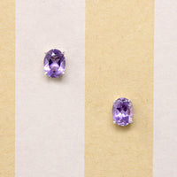 Purple Amethyst in Sterling Silver Artisan Stud Earrings