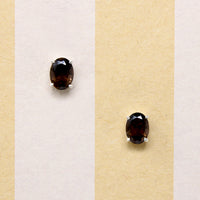 Subtle Smoky Quartz in Sterling Silver Artisan Stud Earrings
