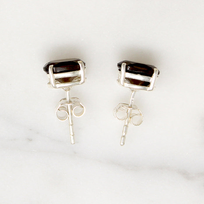 Subtle Smoky Quartz in Sterling Silver Artisan Stud Earrings