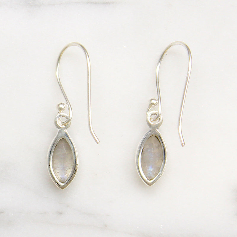 Labradorite Navette Sterling Silver Artisan Drop Earrings