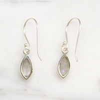 Labradorite Navette Sterling Silver Artisan Drop Earrings
