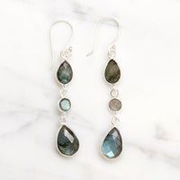 Sultry Labradorite & Sterling Silver Artisan Dangle Earrings