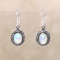 Iridescent Opal Sterling Silver Drop Artisan Earrings