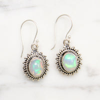 Iridescent Opal Sterling Silver Drop Artisan Earrings