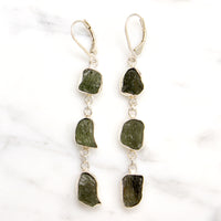 Dramatic Green Tourmaline & Sterling Dangle Artisan Earrings