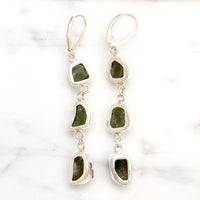Dramatic Green Tourmaline & Sterling Dangle Artisan Earrings