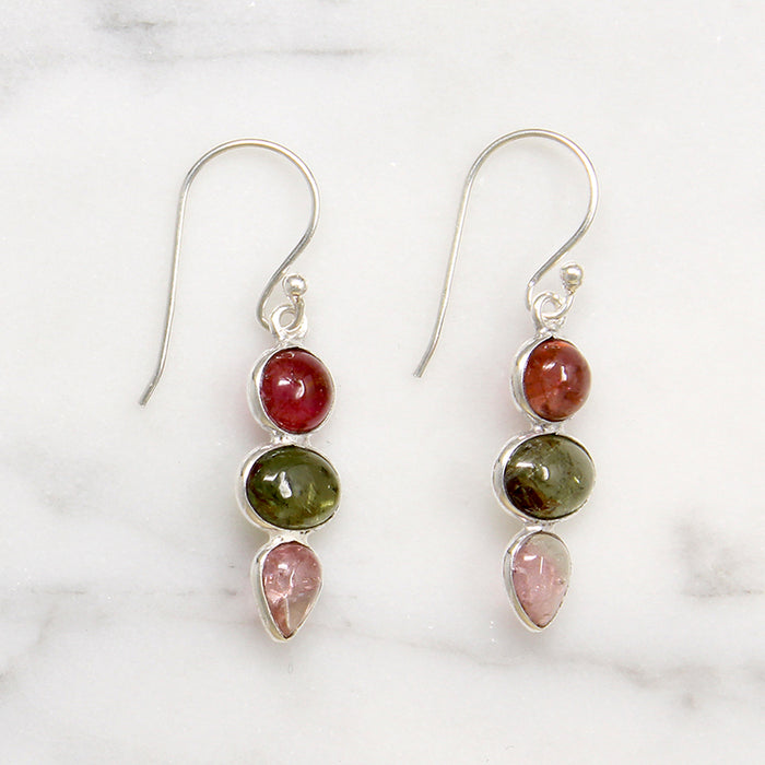 Summertime Tourmaline & Sterling Silver Artisan Drop Earrings