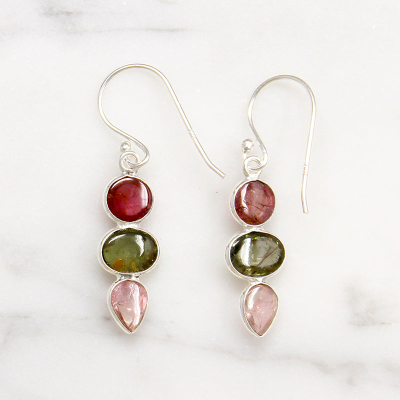 Summertime Tourmaline & Sterling Silver Artisan Drop Earrings