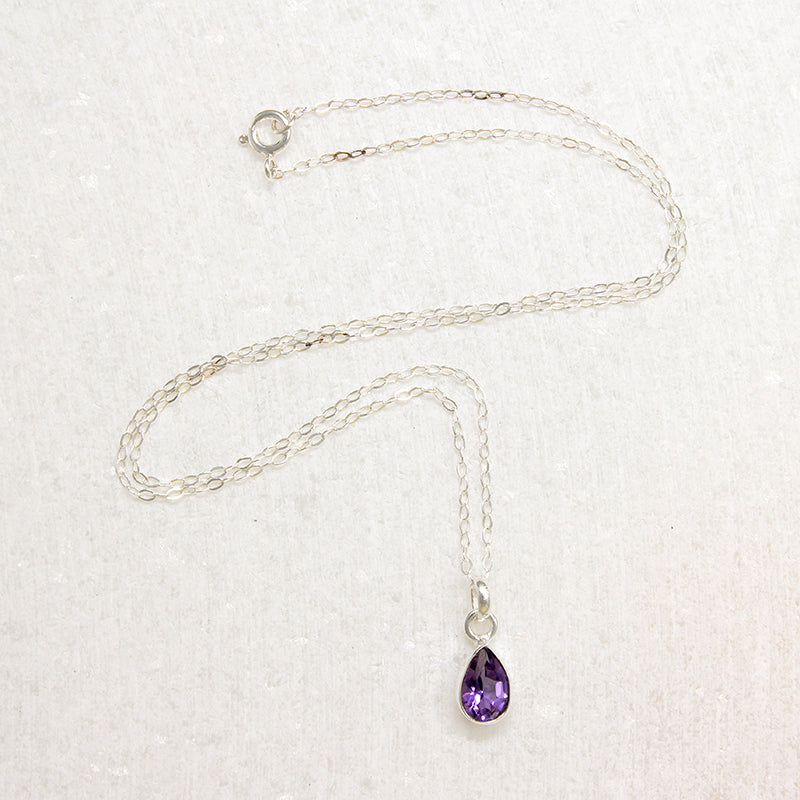 Amethyst Teardrop in Sterling Silver Artisan Necklace