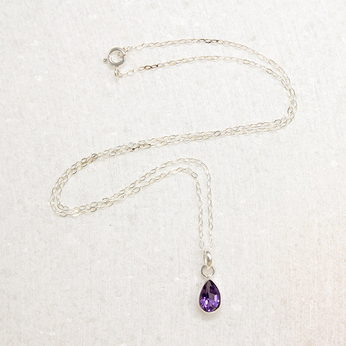 Amethyst Teardrop in Sterling Silver Artisan Necklace