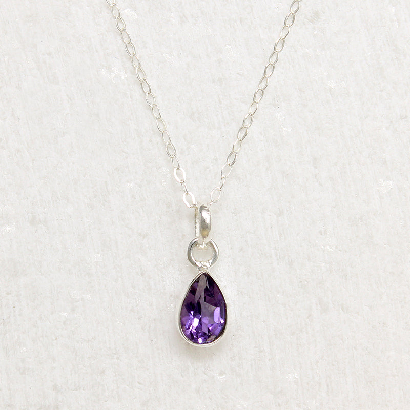 Amethyst Teardrop in Sterling Silver Artisan Necklace