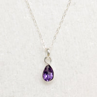 Amethyst Teardrop in Sterling Silver Artisan Necklace