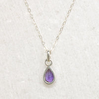 Amethyst Teardrop in Sterling Silver Artisan Necklace
