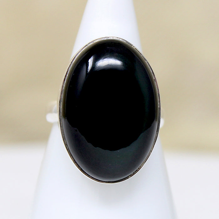 Moody Black Onyx & Sterling Silver Artisan Ring
