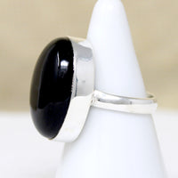 Moody Black Onyx & Sterling Silver Artisan Ring