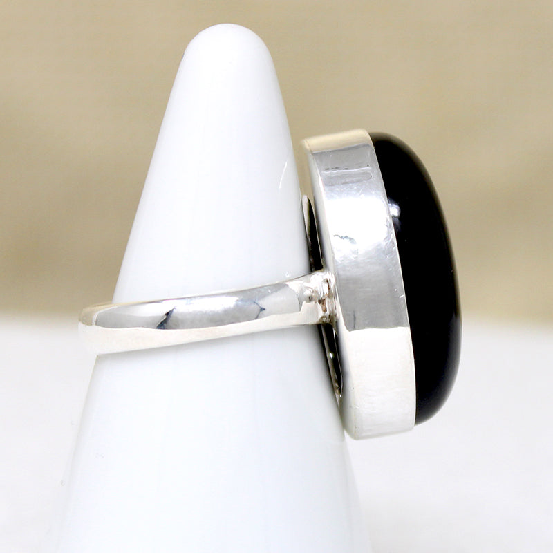 Moody Black Onyx & Sterling Silver Artisan Ring