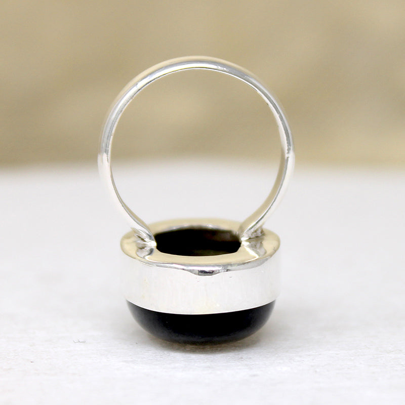 Moody Black Onyx & Sterling Silver Artisan Ring