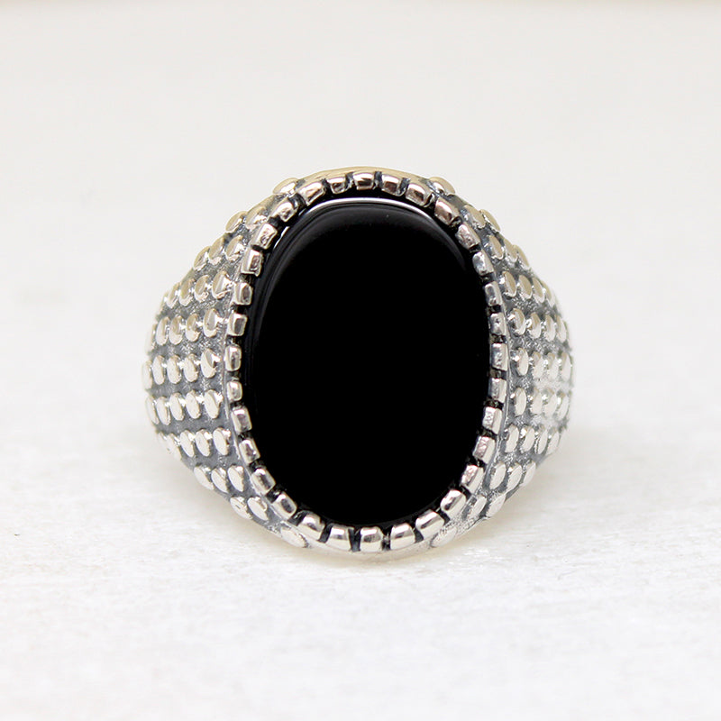 Fierce Black Onyx & Sterling Silver Artisan Signet Ring