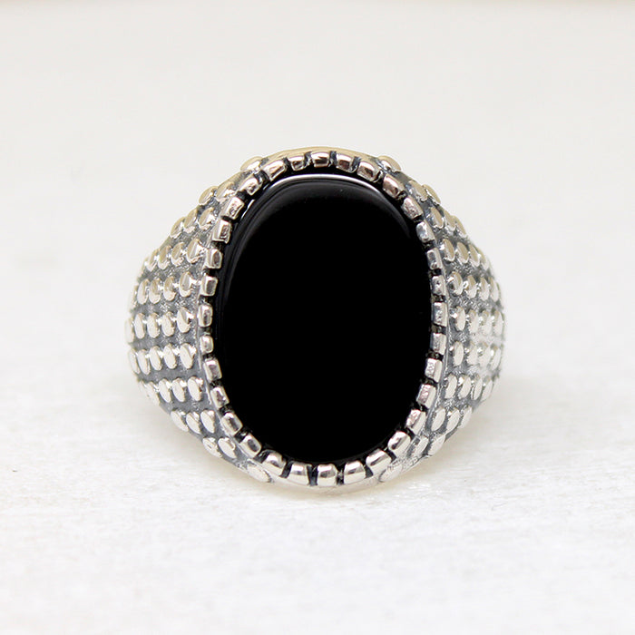 Fierce Black Onyx & Sterling Silver Artisan Signet Ring