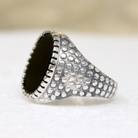 Fierce Black Onyx & Sterling Silver Artisan Signet Ring