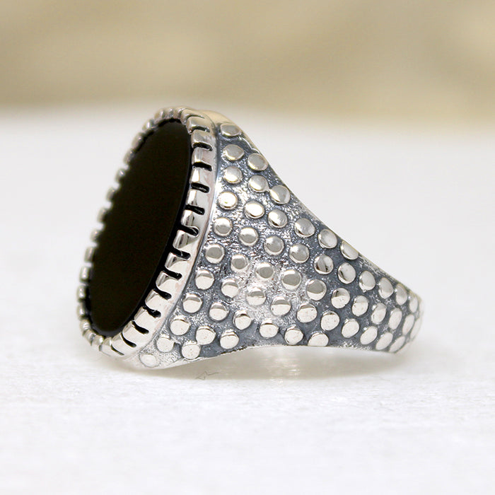 Fierce Black Onyx & Sterling Silver Artisan Signet Ring
