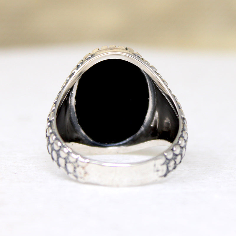 Fierce Black Onyx & Sterling Silver Artisan Signet Ring