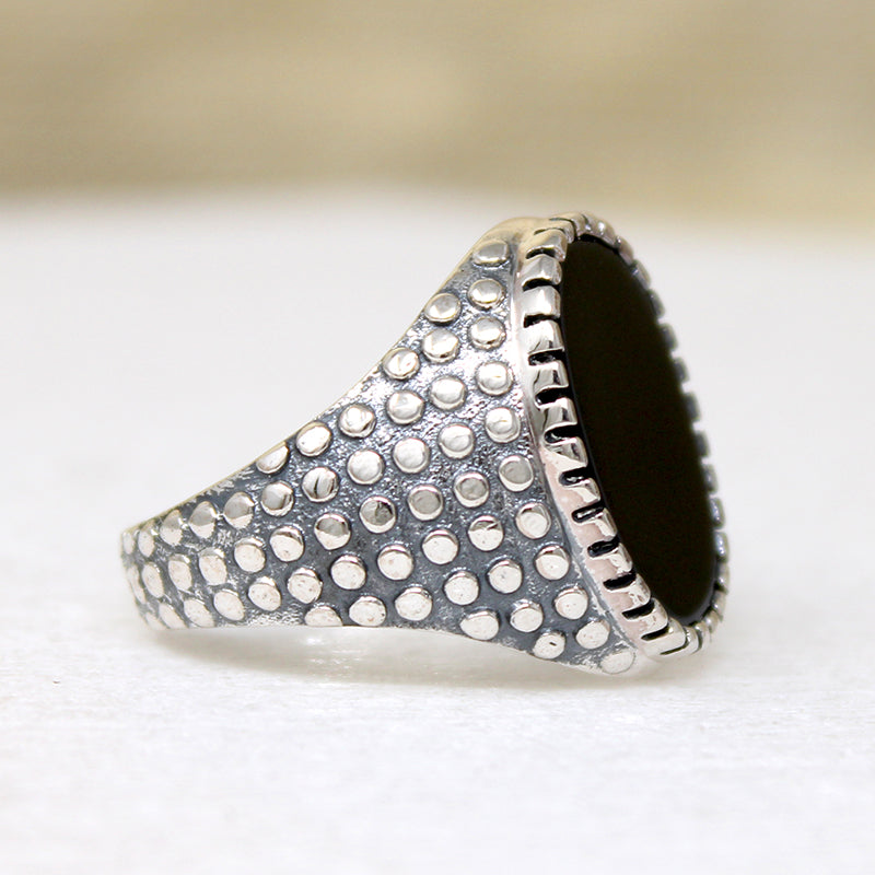 Fierce Black Onyx & Sterling Silver Artisan Signet Ring