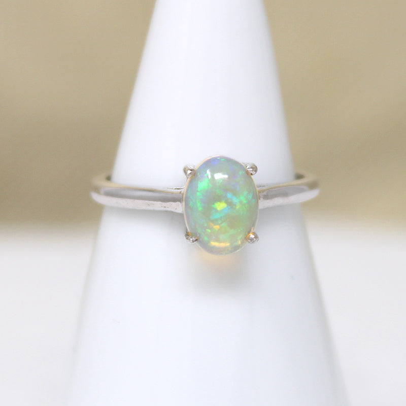 Enchanting Opal in Sterling Silver Artisan Solitaire Ring