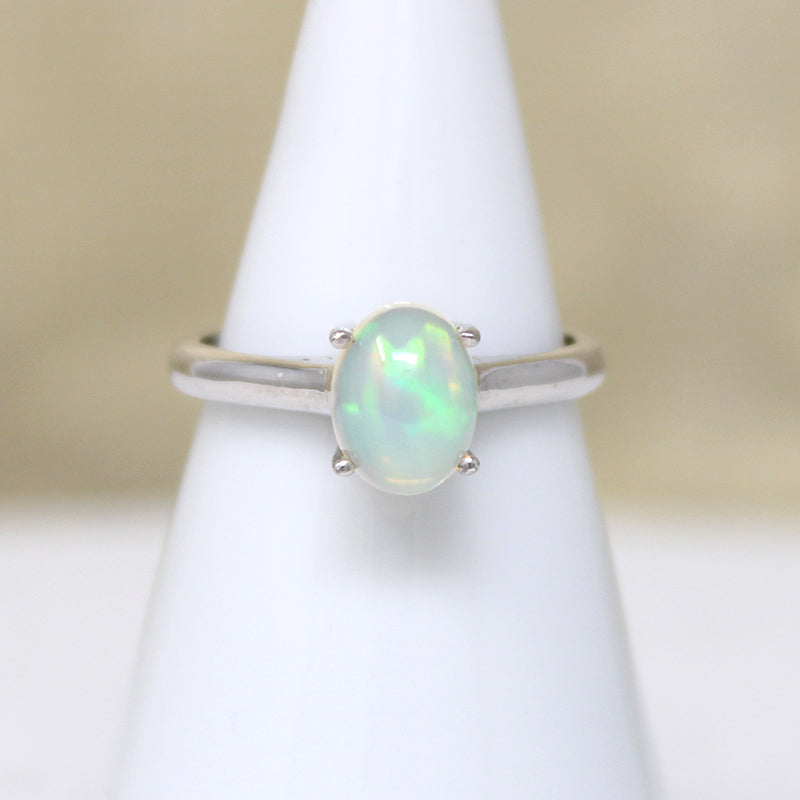 Exquisite Opal in Sterling Silver Artisan Solitaire Ring