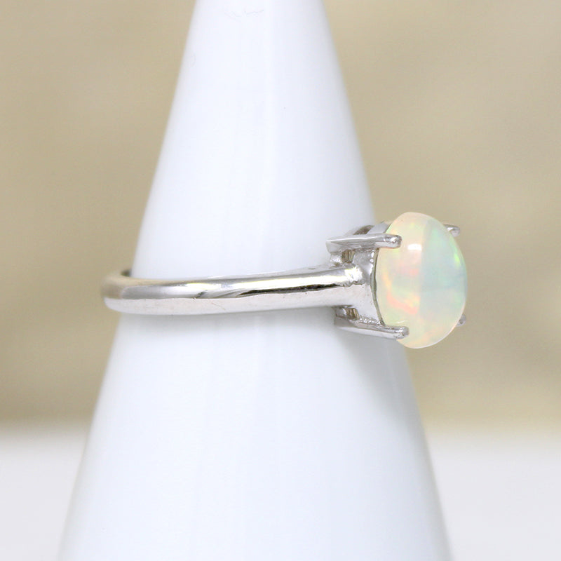 Exquisite Opal in Sterling Silver Artisan Solitaire Ring