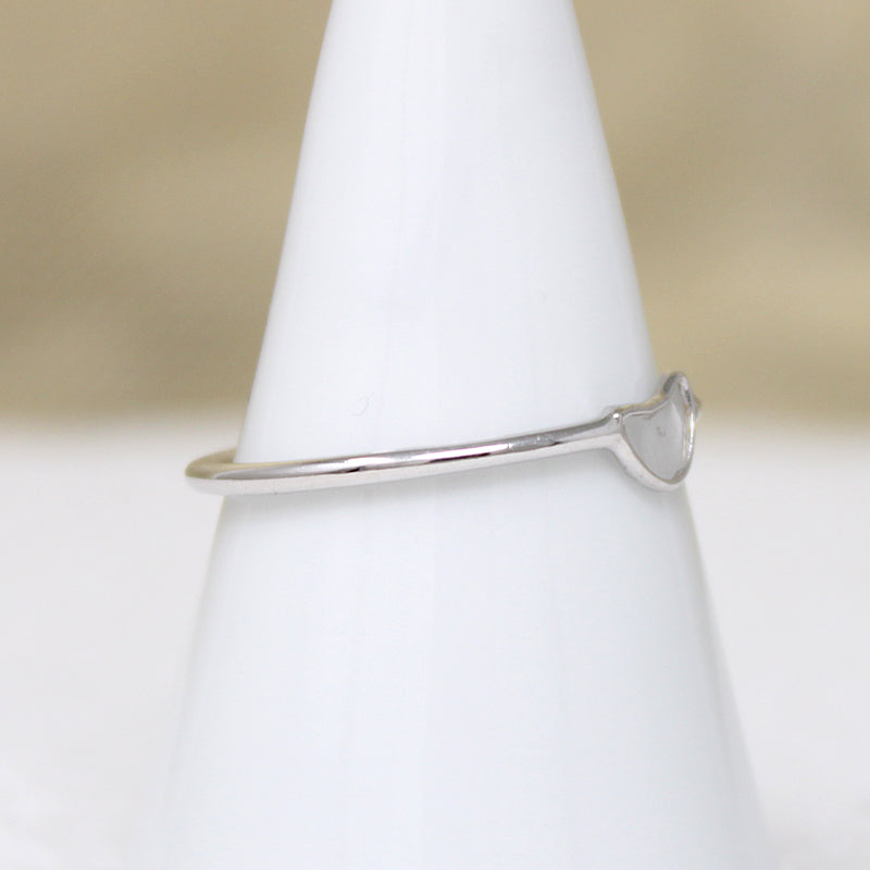 Dainty Rose Cut Diamond & Sterling Silver Artisan Solitaire Ring