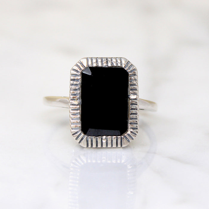 Rectangular Onyx in Sterling Silver Ring